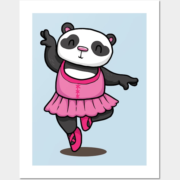 Ballerina Panda Dancer with pink ballett dress Wall Art by Littlelimehead